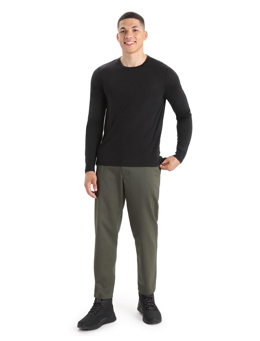 Men's Icebreaker Merino Sphere II T-Shirt Long Sleeve Black | CA 1716HAPK